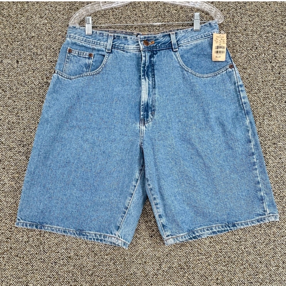 Vintage 90s Structure Loose Fit Jean Shorts NWT Mens Size 34 Light Wash Denim